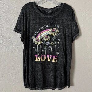 Lane Bryant all you need is love black burnout tee size 18/20